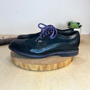 *Cole Haan | Cooper Square Wingtip Brogues Black with Purple Lace C11067 Size 10